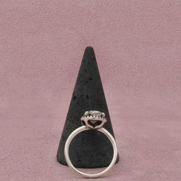 Pandora Sterling Silver Authentic Pear-Cut C Z Beaded Border Ring Size 7.5 main image 2